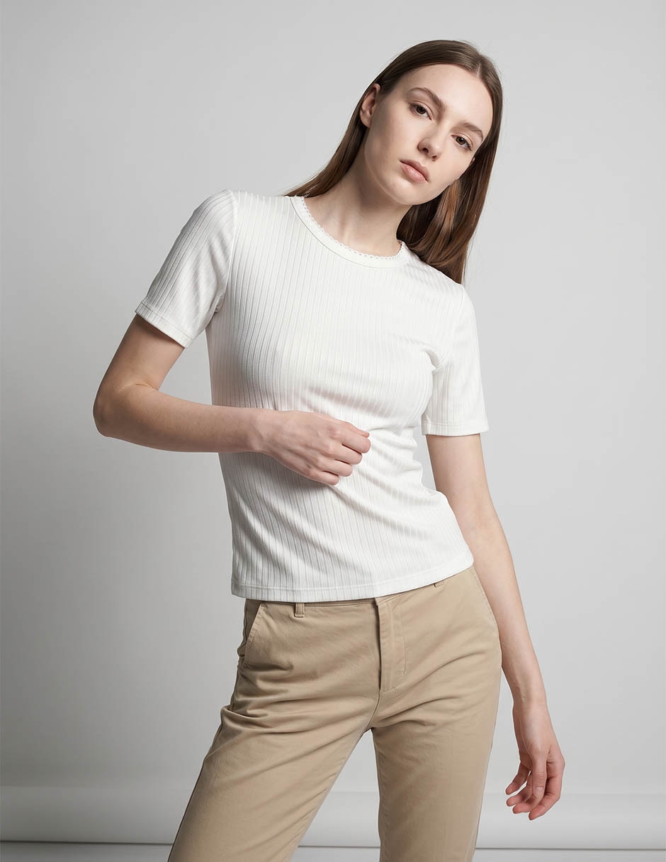 Playera manga corta cuello redondo para mujer Playera manga corta cuello redondo para mujer