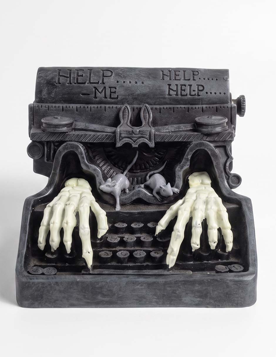 Figura decorativa halloween con forma de máquina de escribir