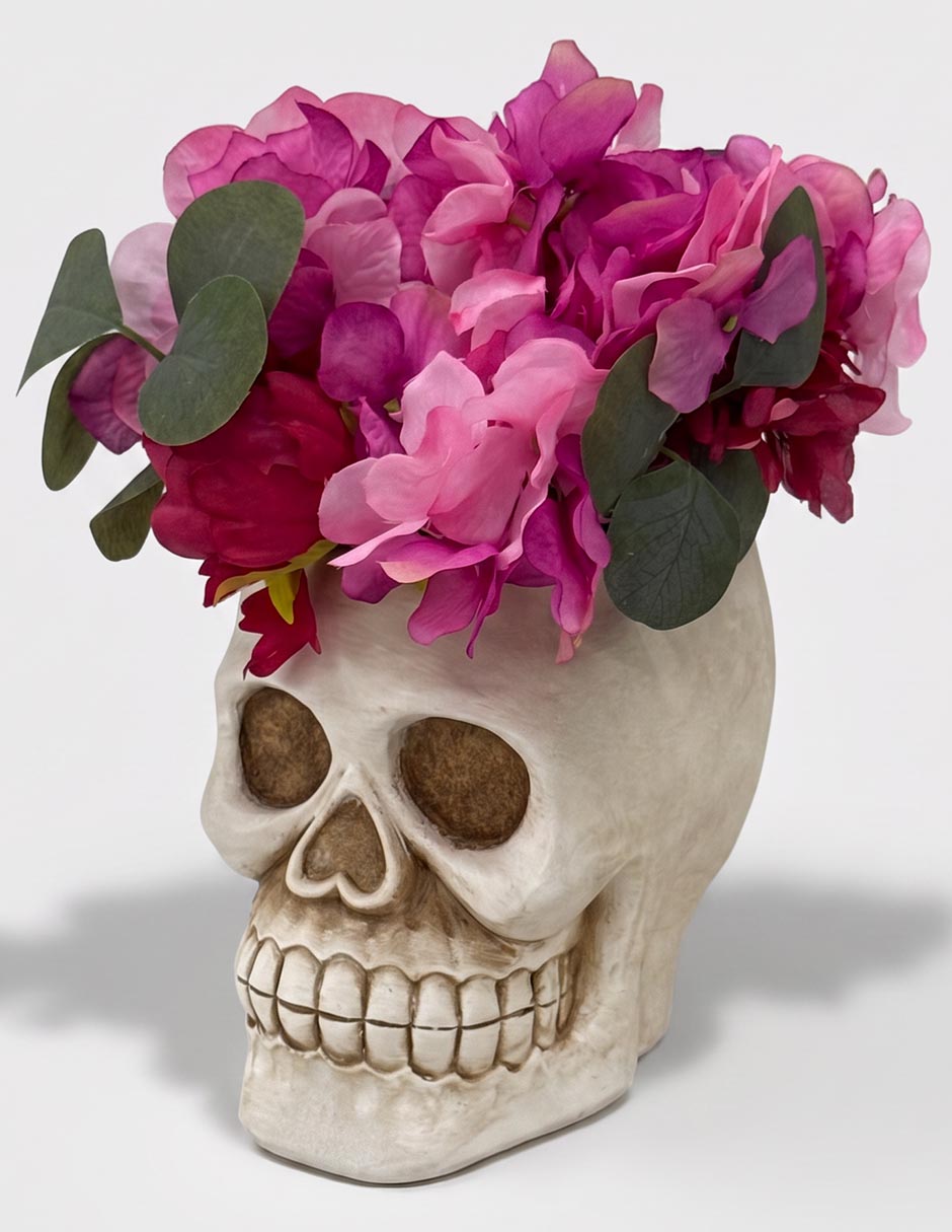 CALAVERA BEIGE CON FLORES 1