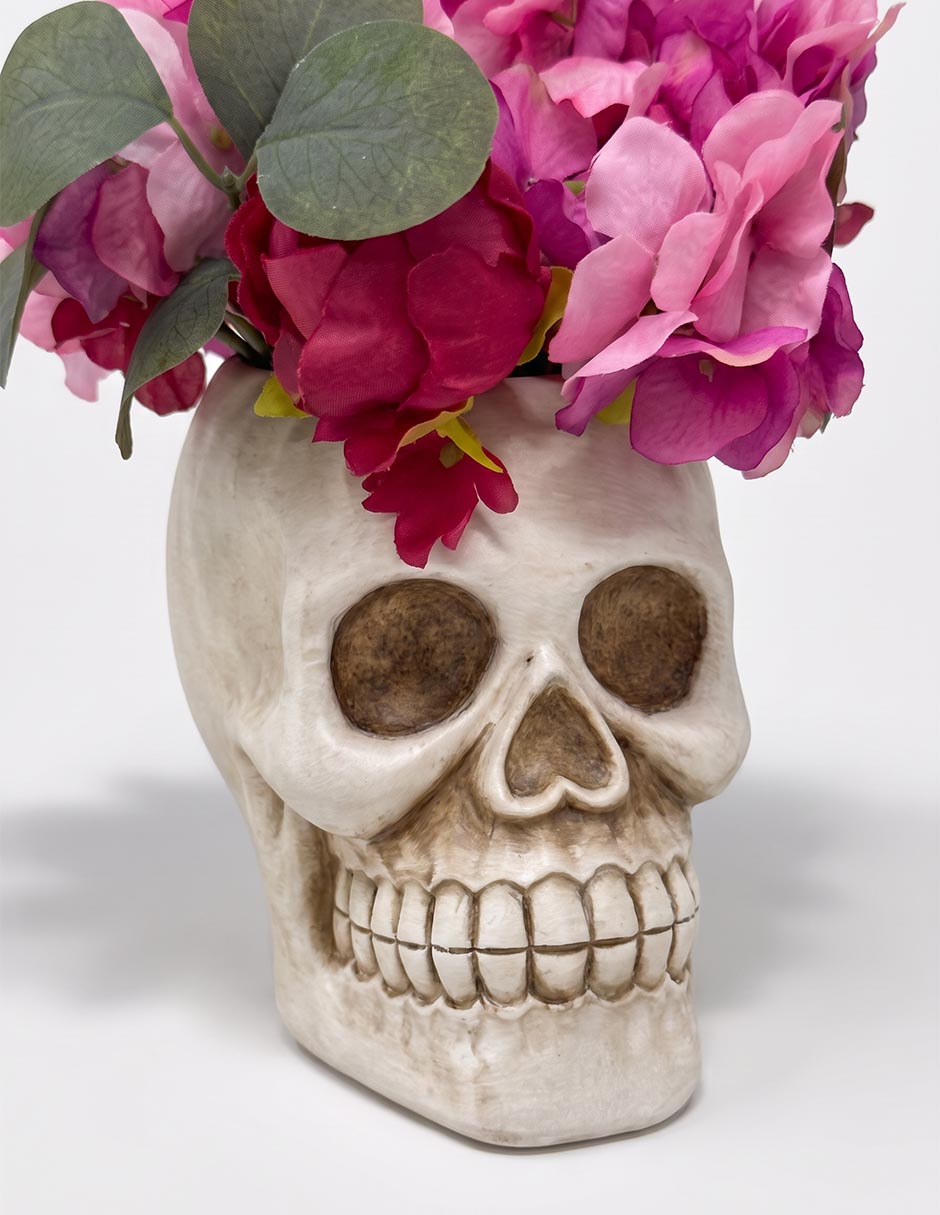 CALAVERA BEIGE CON FLORES