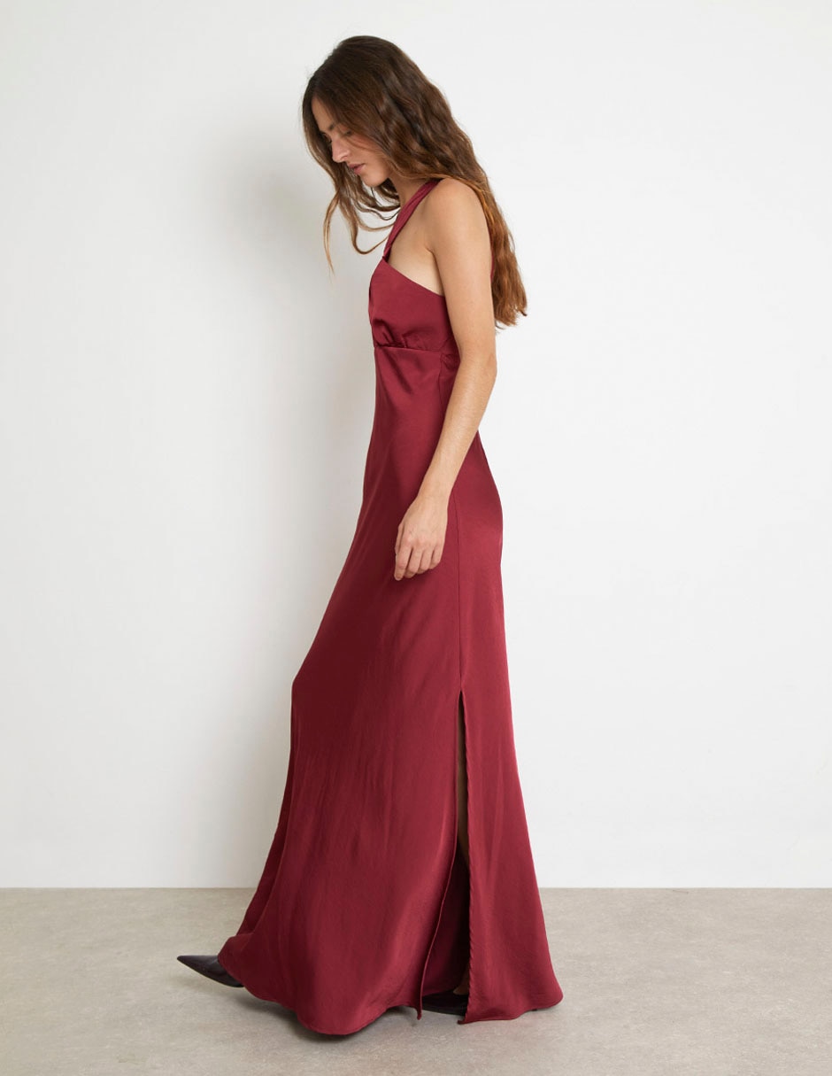 Vestido maxi de fiesta escote espalda abierta 4