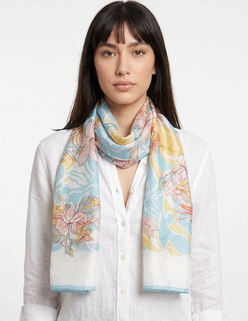 Pashmina Con Estampado Floral De Seda Para Mujer