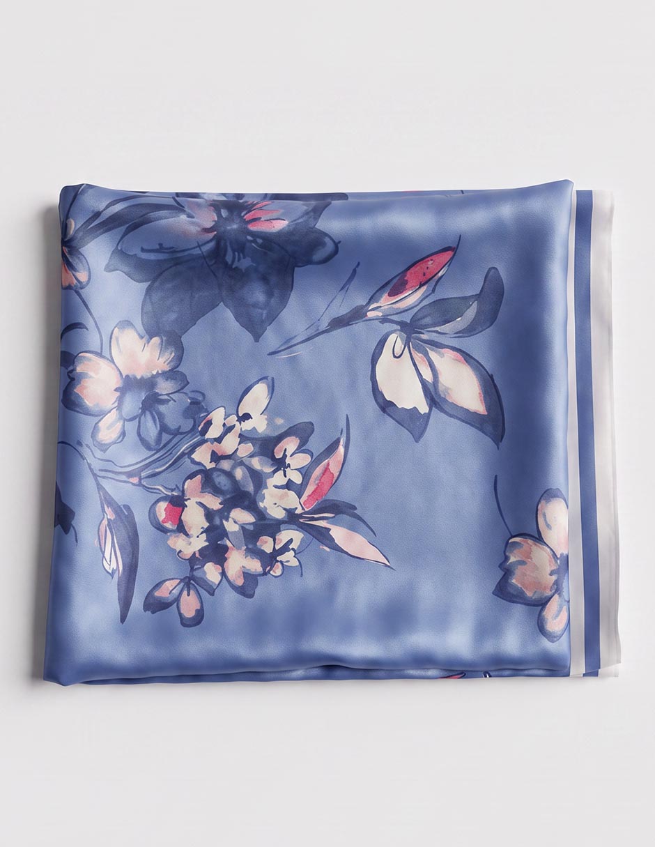 Mascada con estampado floral de seda para mujer 3