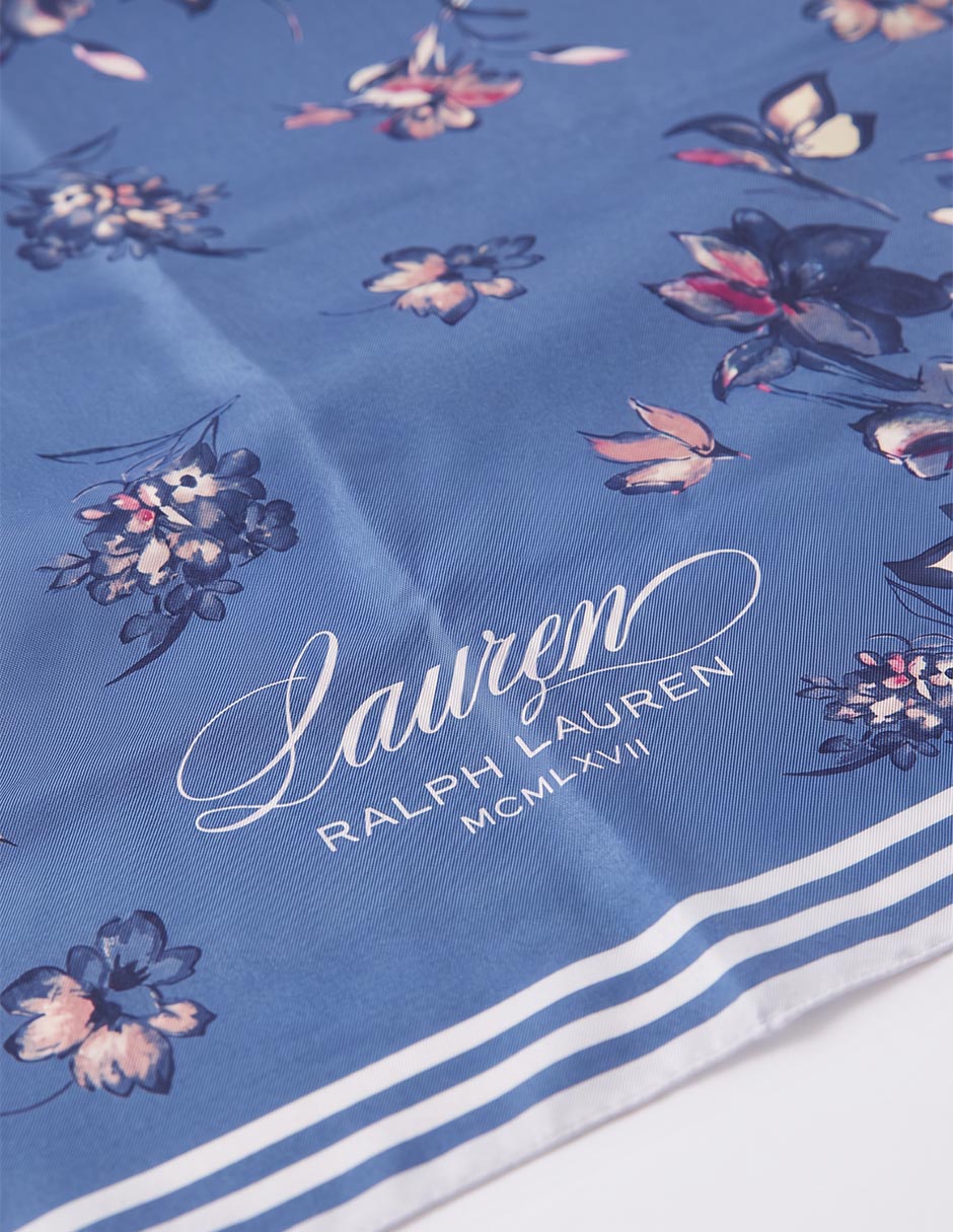 Mascada con estampado floral de seda para mujer 4