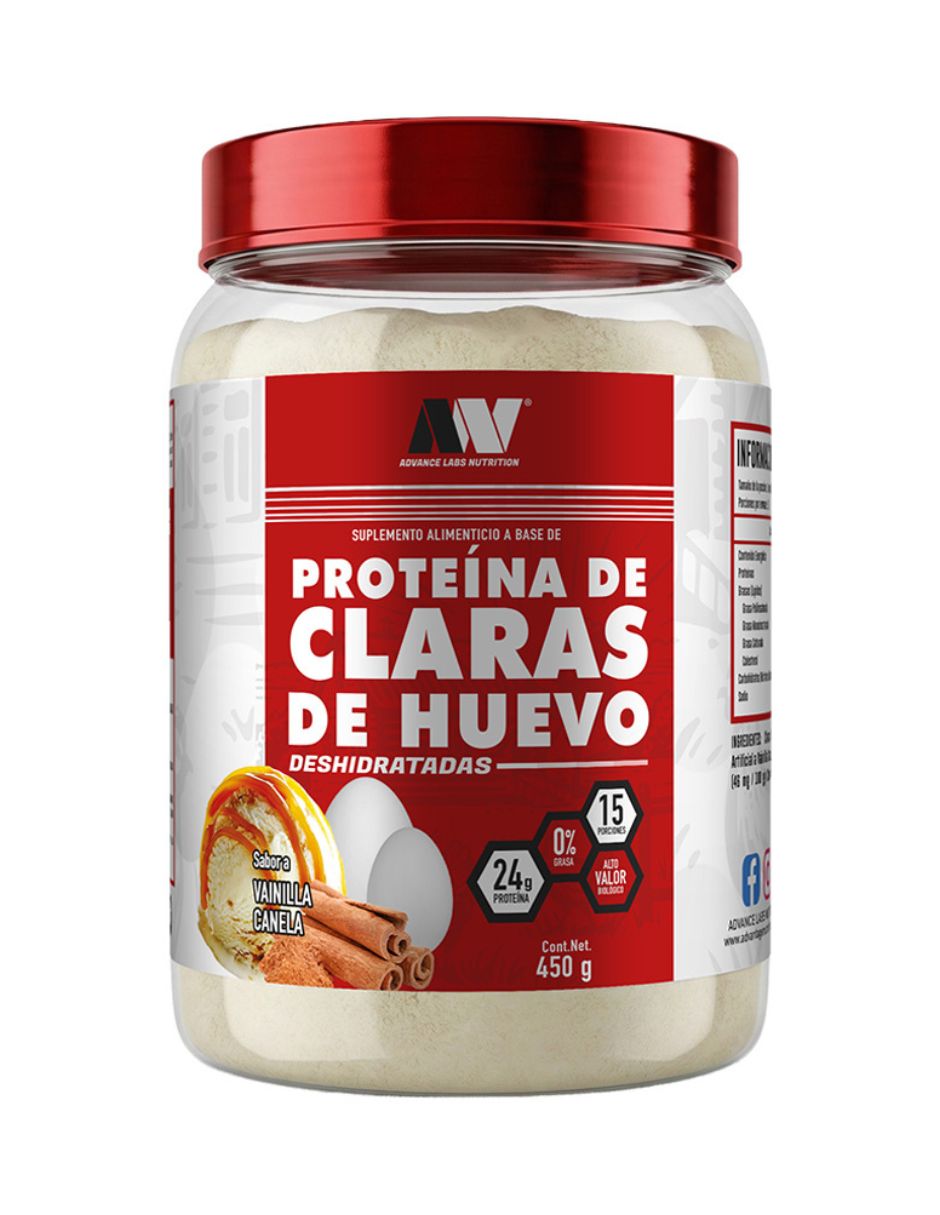 Proteina a base de claras de huevo en polvo sabor vainilla canela de 450 g