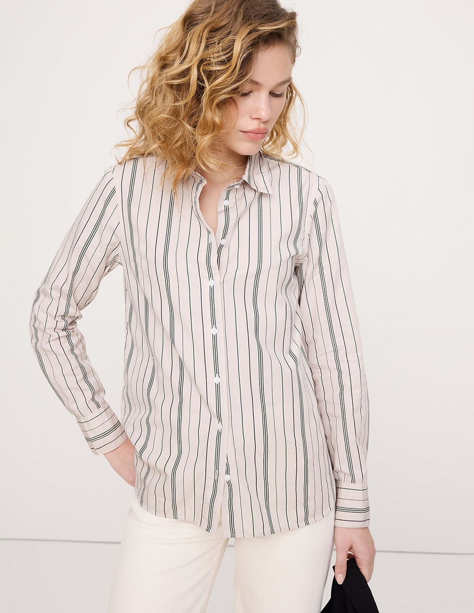 Camisa de algodón manga larga para mujer