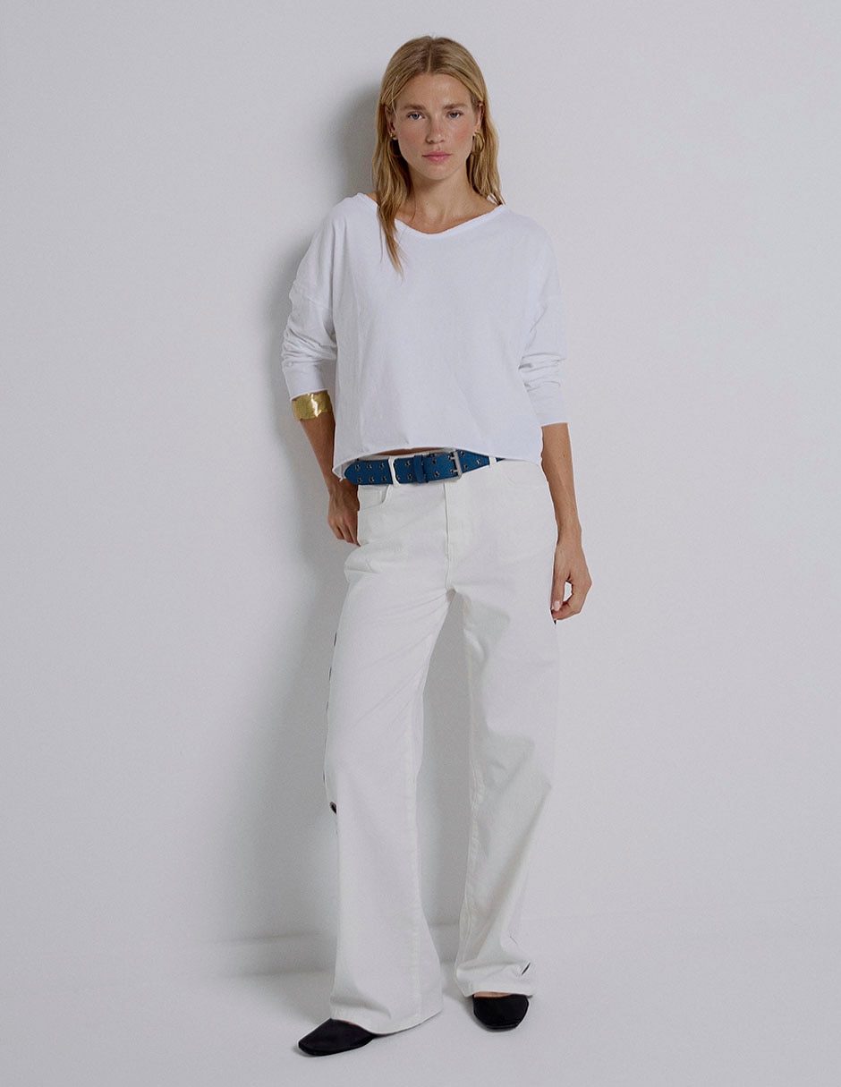 Playera manga larga Renatta& cuello redondo para mujer Playera manga larga Renatta& cuello redondo para mujer