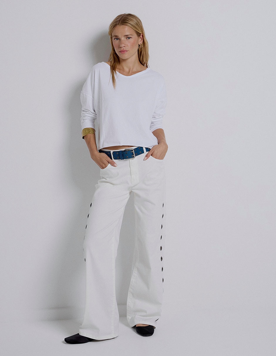 Playera manga larga Renatta& cuello redondo para mujer 2