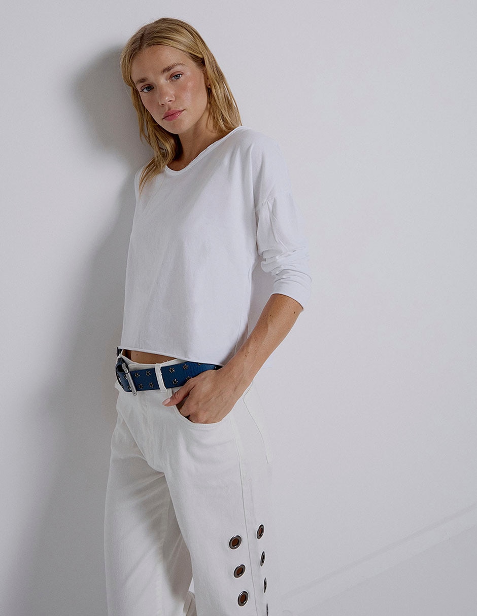 Playera manga larga Renatta& cuello redondo para mujer 4