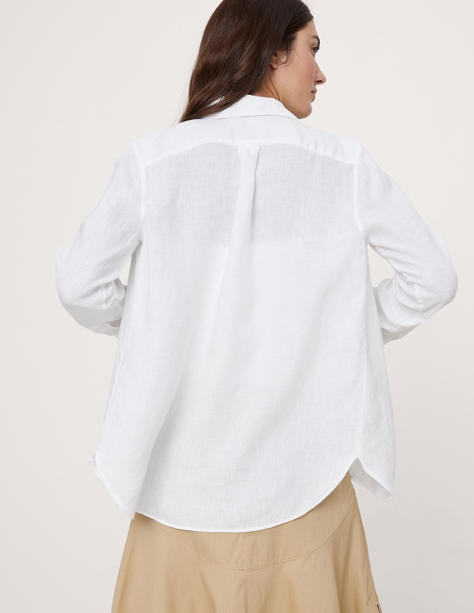Camisa de lino manga larga para mujer 2