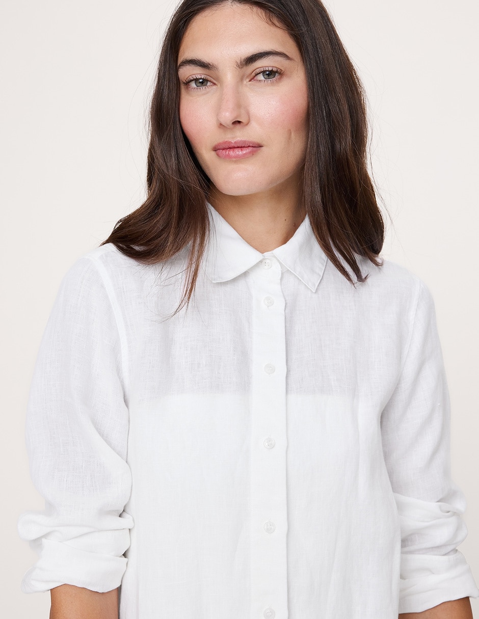 Camisa de lino manga larga para mujer 3