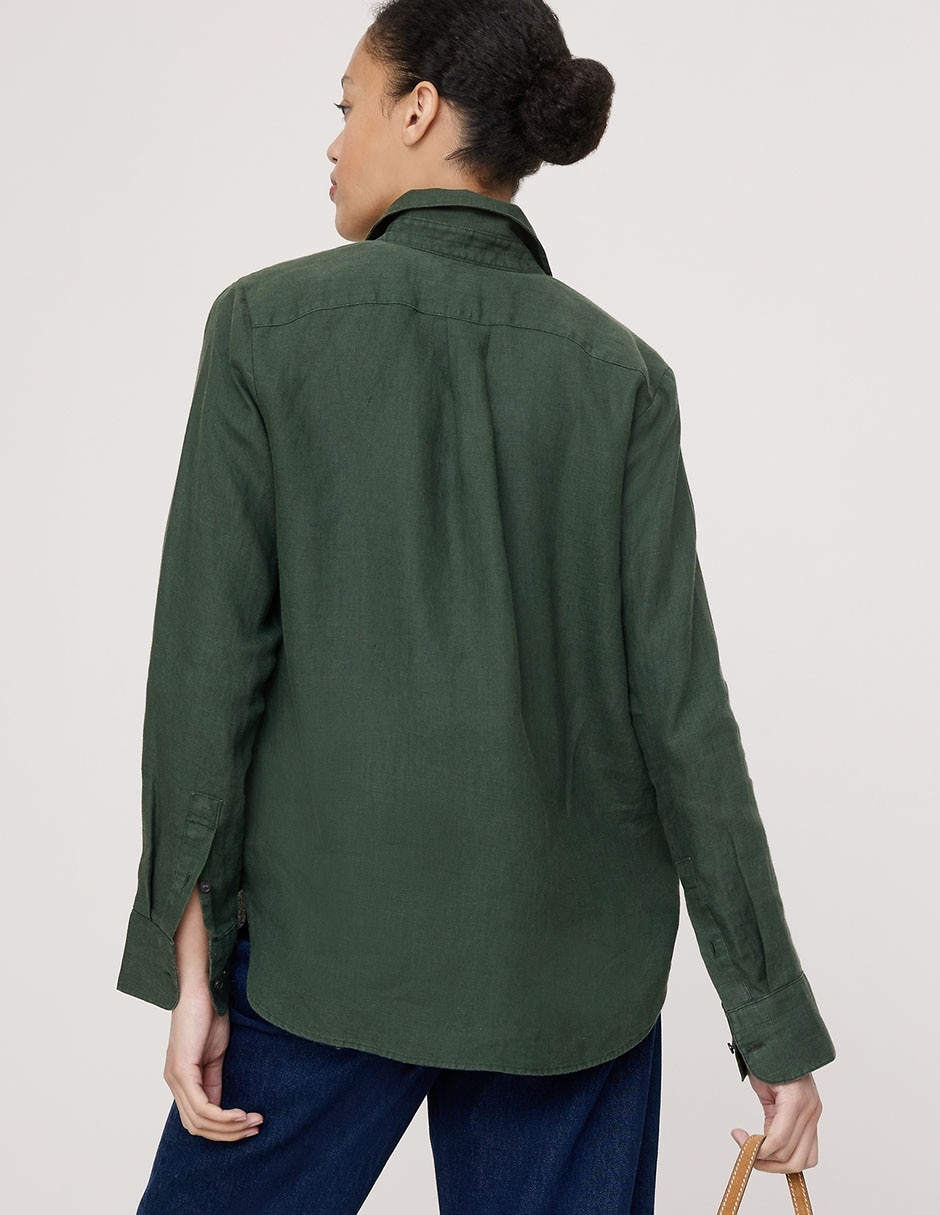 Camisa de lino manga larga para mujer