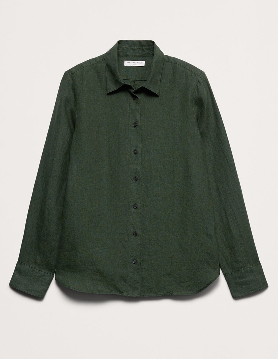 Camisa de lino manga larga para mujer