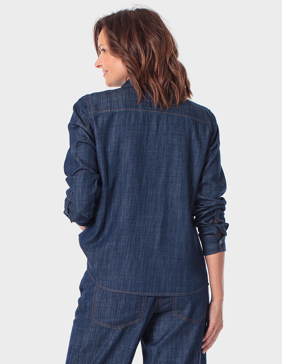 Blusa camisera manga larga para mujer