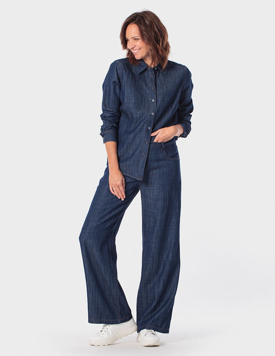 Blusa camisera manga larga para mujer
