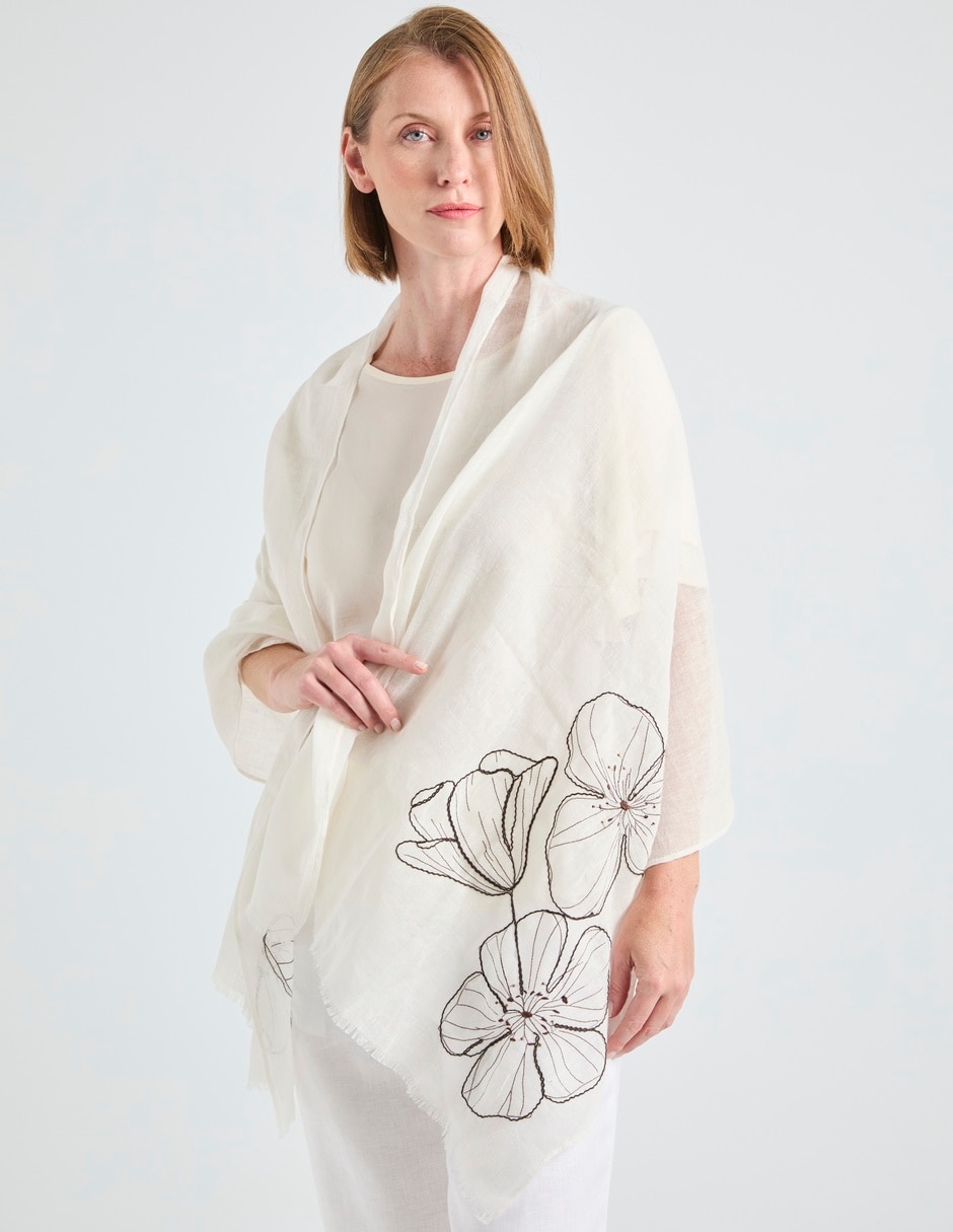Chal punt roma estampado floral de algodón para mujer