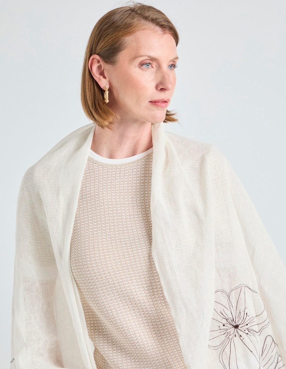 Chal punt roma estampado floral de algodón para mujer