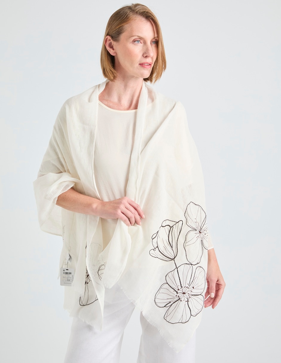 Chal estampado floral de algodón para mujer