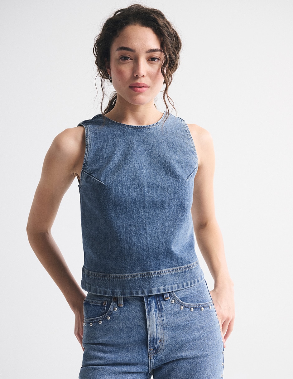 Top Abercrombie & cuello redondo escote regular tirante ancho Top Abercrombie & cuello redondo escote regular tirante ancho