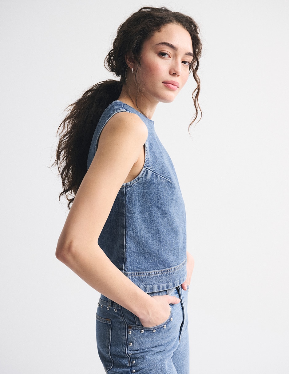 Top Abercrombie & cuello redondo escote regular tirante ancho 2