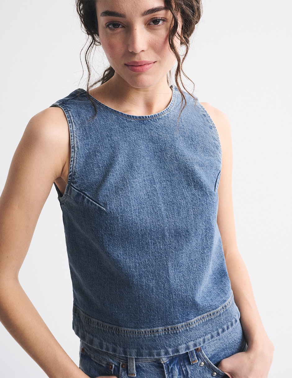 Top Abercrombie & cuello redondo escote regular tirante ancho 5