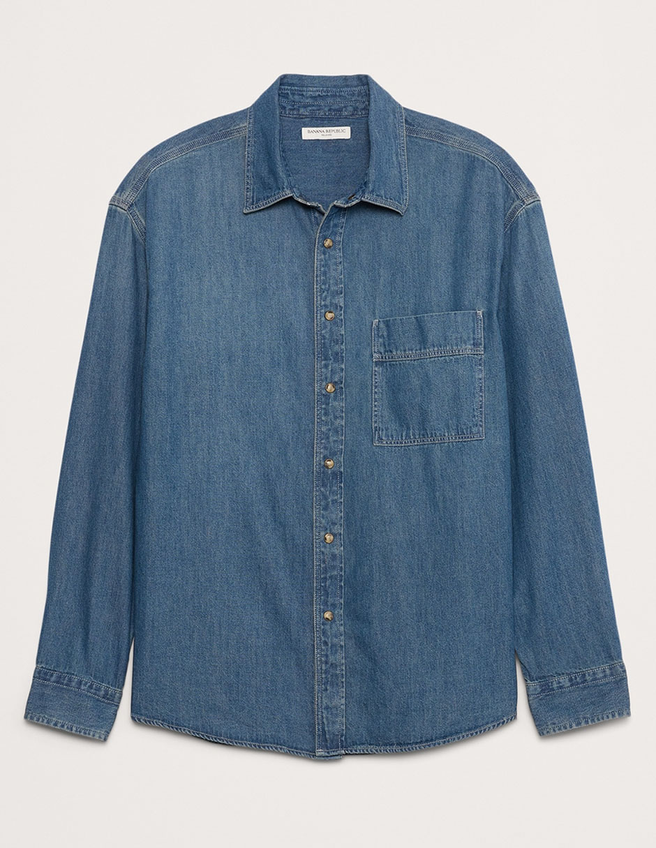 Camisa casual de algodón manga larga para hombre