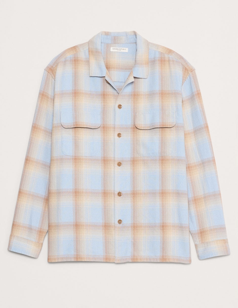 Camisa casual de algodón manga larga para hombre