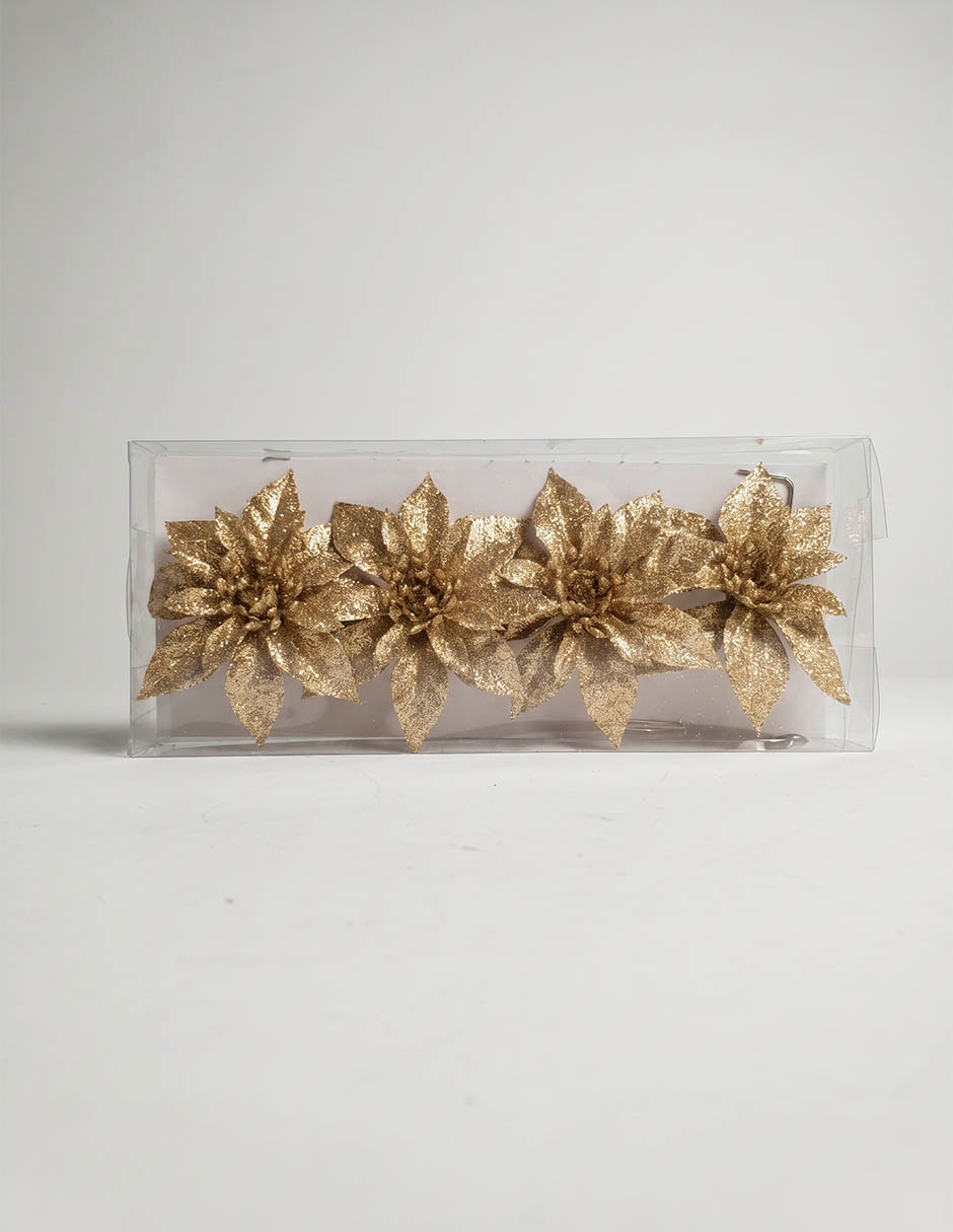 Set de ornamentos navideños nochebuena metallic