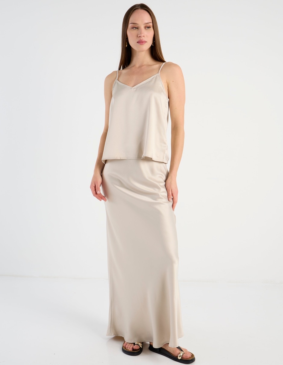 Top escote v tirante ajustable
