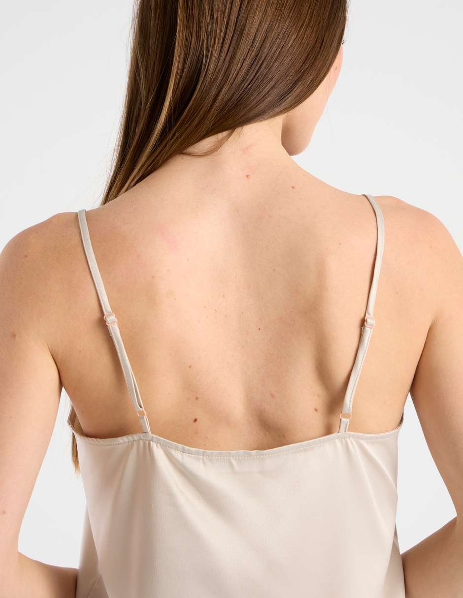 Top escote v tirante ajustable