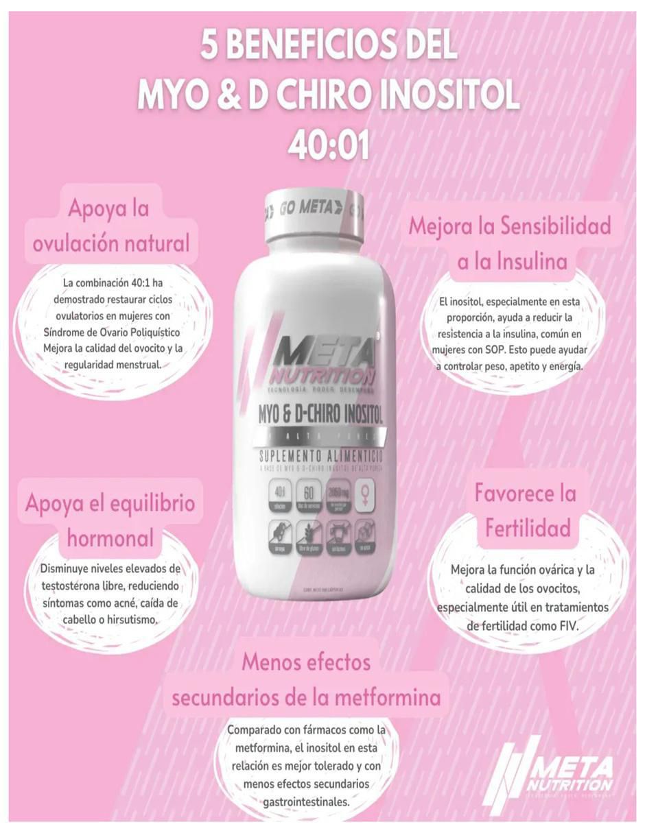 Set de suplementos alimenticios Myo D-Chiro Inositol Meta Nutrition con multivitaminico
