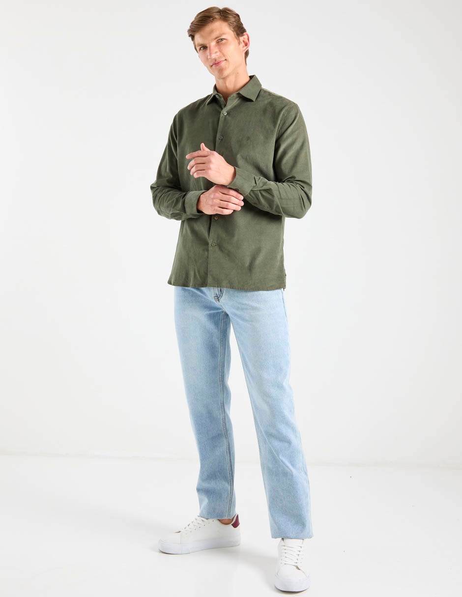 Camisa casual de algodón manga larga para hombre 4