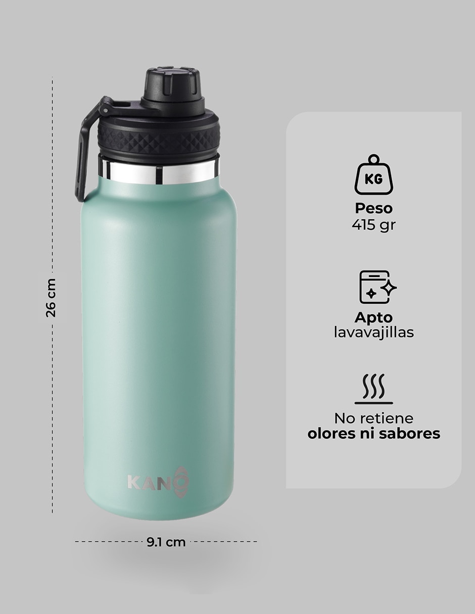 Botella de agua Droplet de acero inoxidable con tapa rosca 1 L