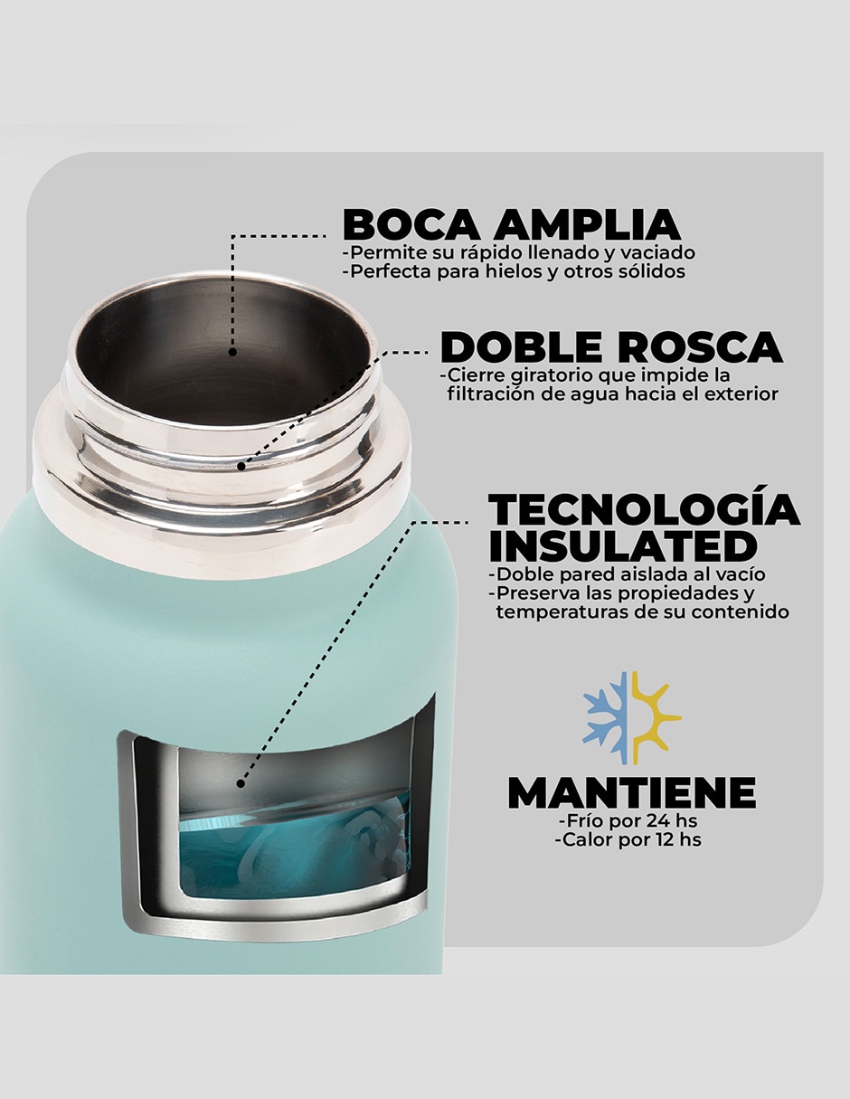 Botella de agua Droplet de acero inoxidable con tapa rosca 1 L