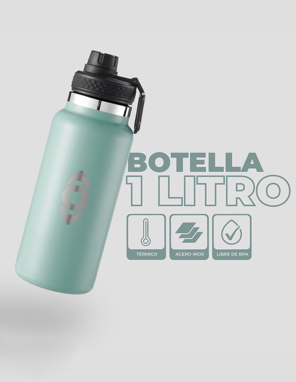 Botella de agua Droplet de acero inoxidable con tapa rosca 1 L