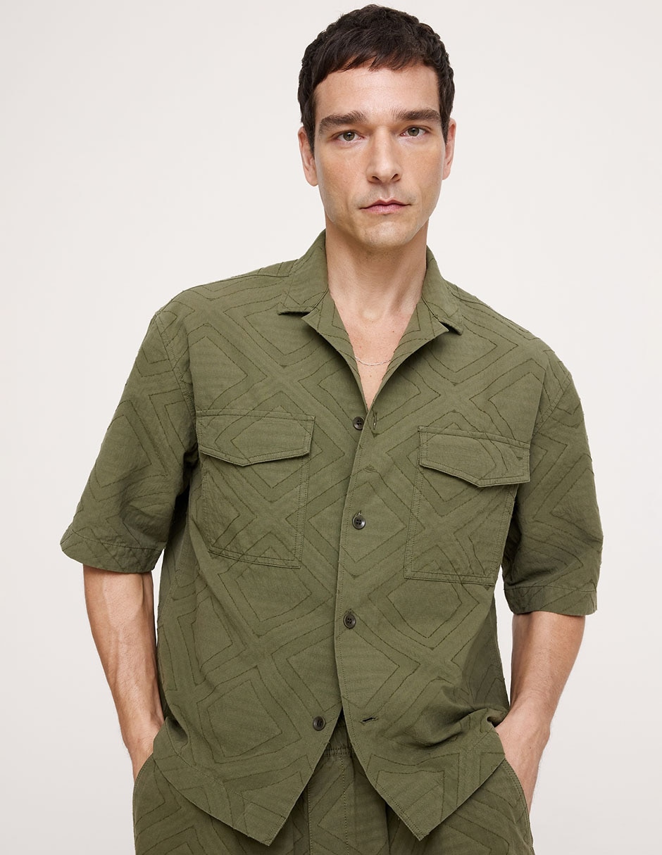 Camisa casual de algodón al codo para hombre Camisa casual de algodón al codo para hombre