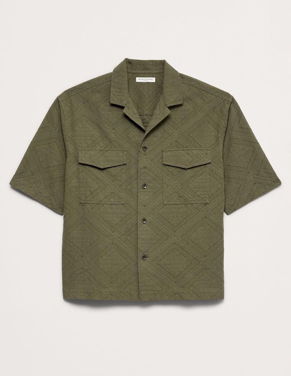Camisa casual de algodón al codo para hombre 4