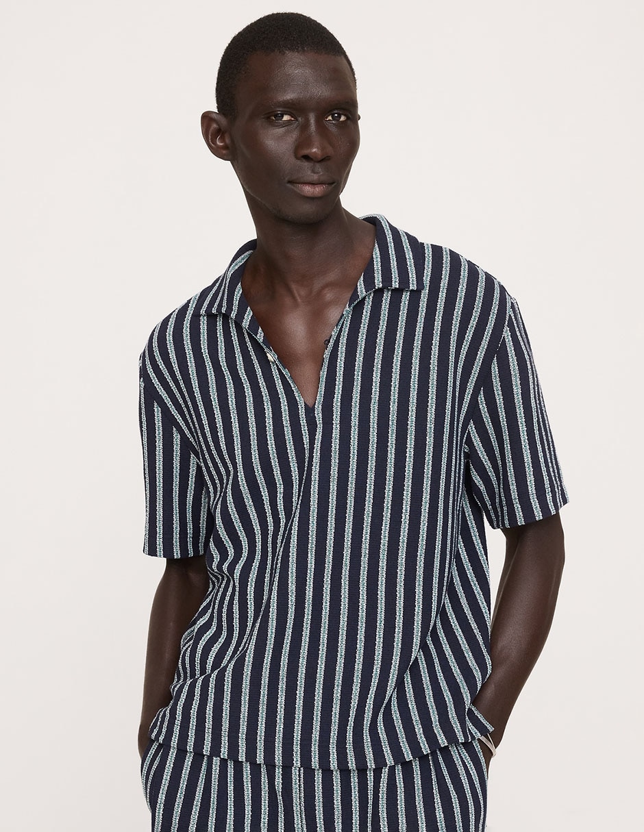 Playera tipo polo a rayas para hombre