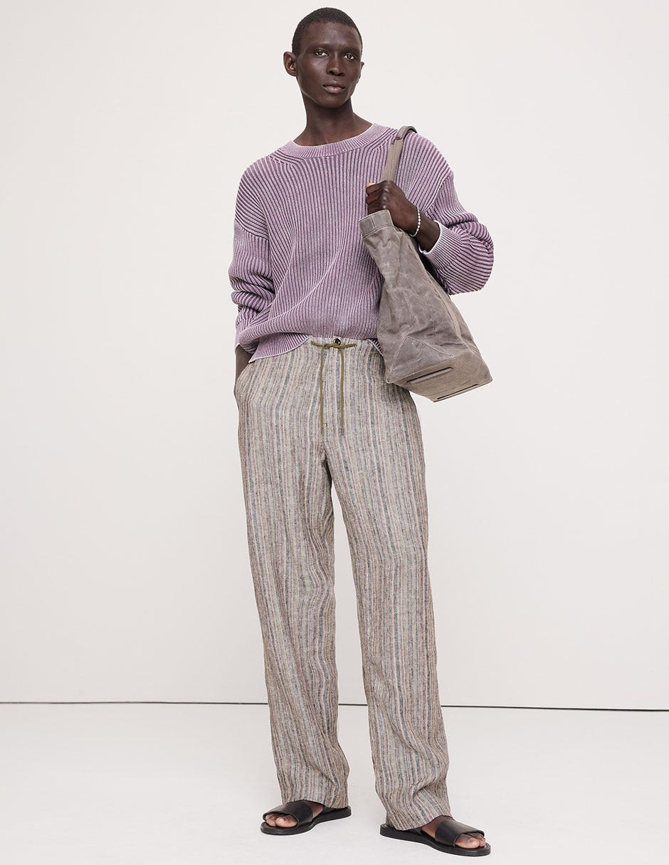 Pantalón amplio de lino para hombre