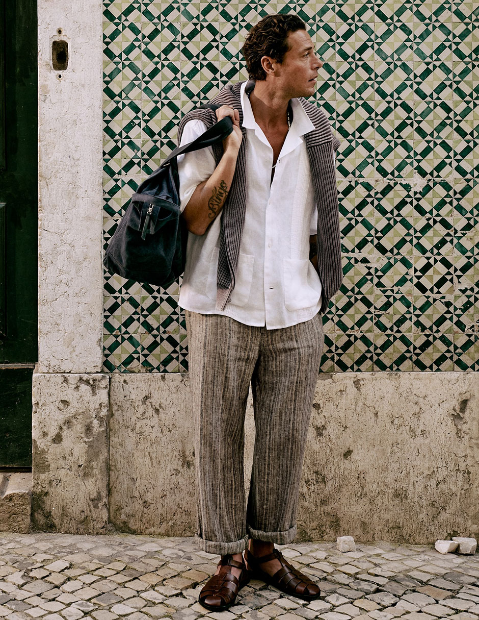 Pantalón amplio de lino para hombre