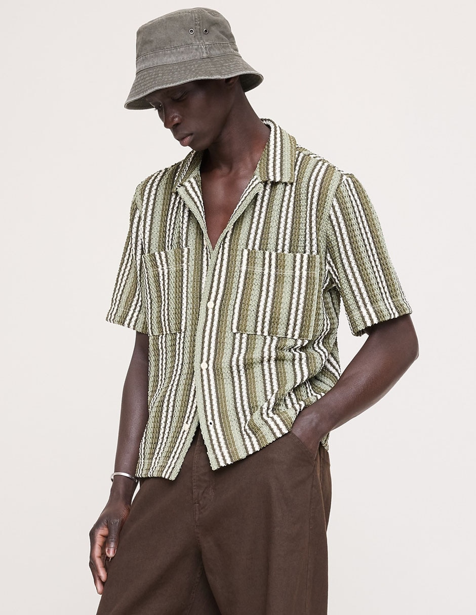 Camisa casual de algodón manga corta para hombre