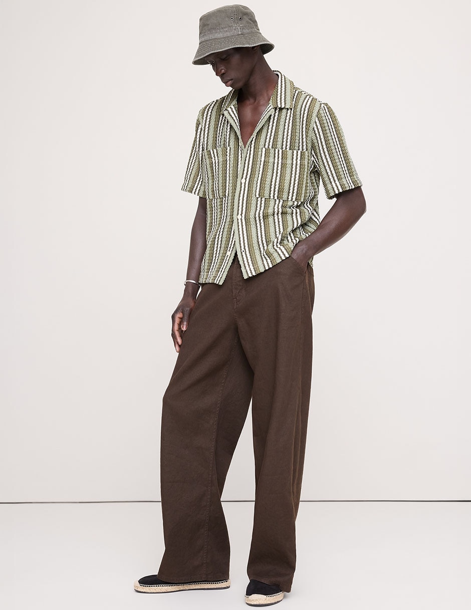 Camisa casual de algodón manga corta para hombre