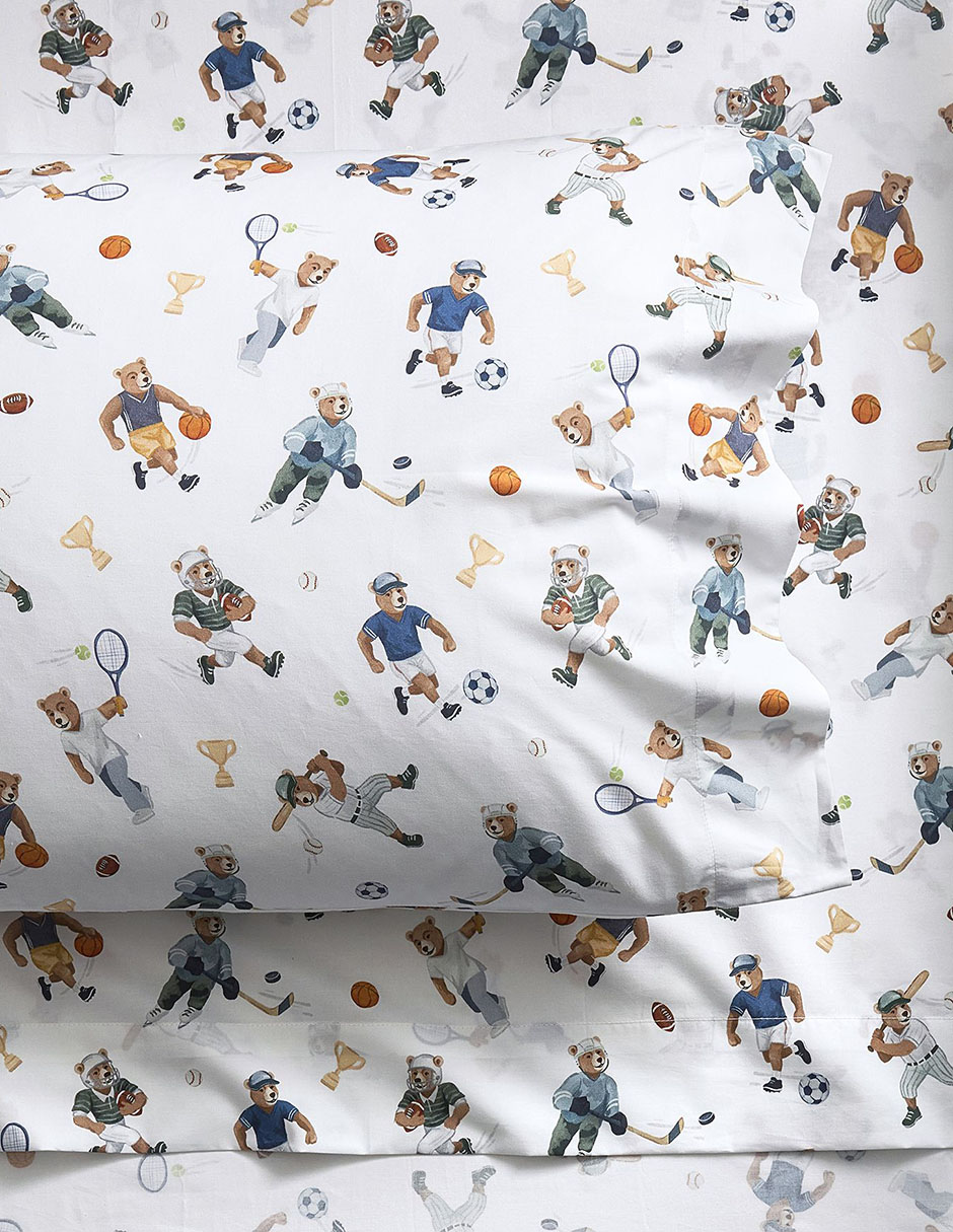 Juego de sábanas de algodón sporty bear
