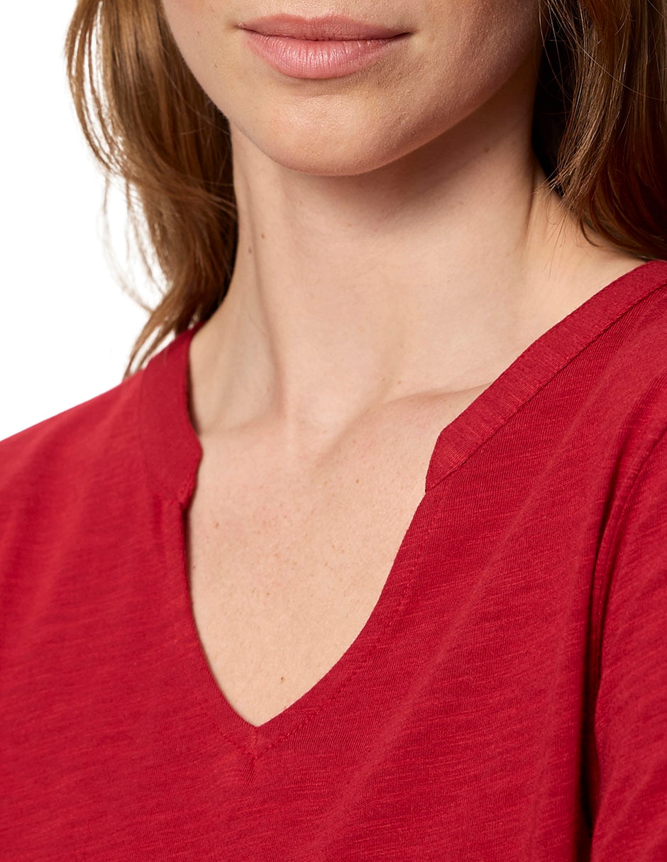 Playera manga al codo cuello v para mujer 2