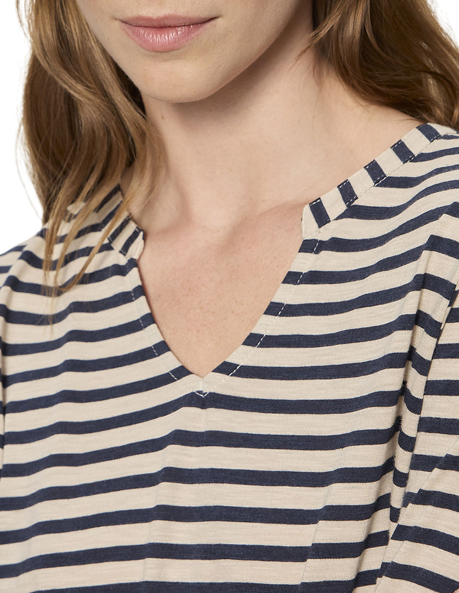 Playera manga al codo cuello v para mujer 2