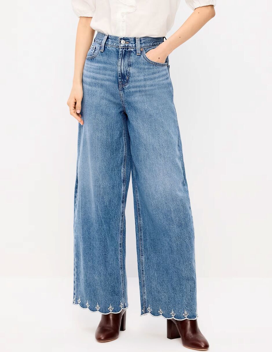 Jeans regular wide leg para mujer