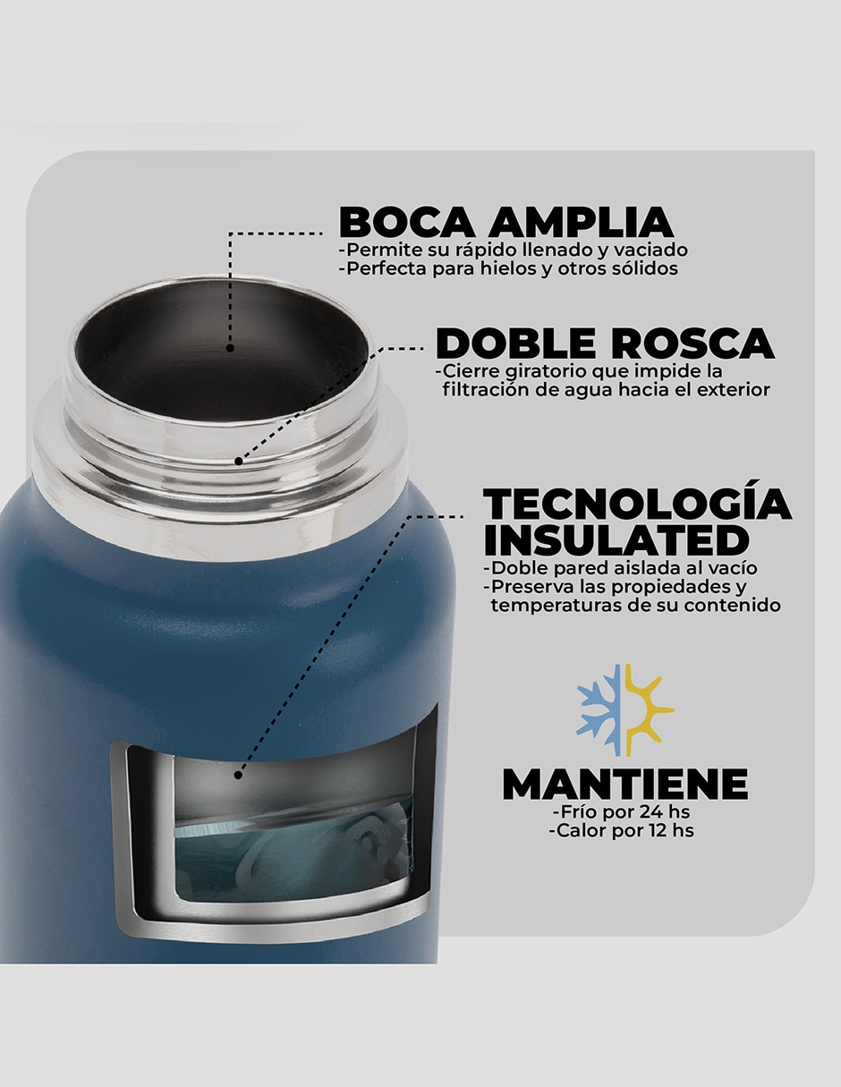 Termo Droplet de acero inoxidable con tapa rosca 1 L