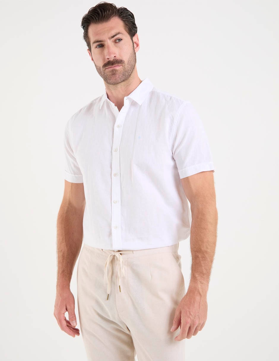 Camisa casual de algodón manga corta para hombre