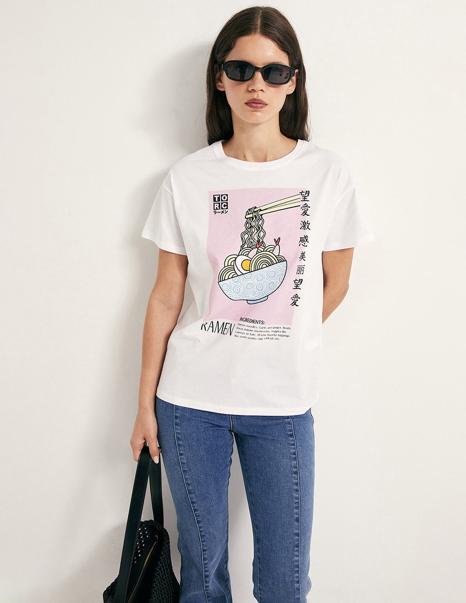Playera manga corta cuello redondo para mujer Playera manga corta cuello redondo para mujer