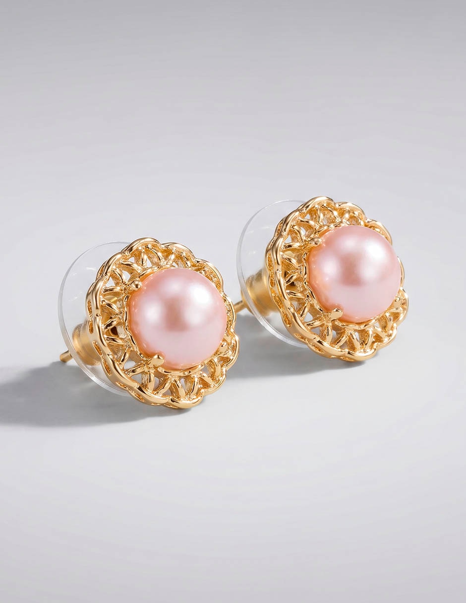 Aretes cortos de flor Kendra Scott con acabado baño de aro perla